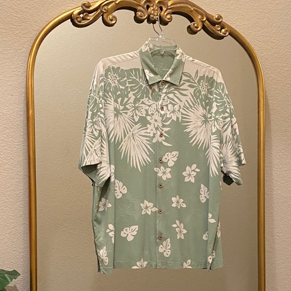 Tommy Bahama Green and White Tropical Button-Down Shirt - Picture 4 of 8